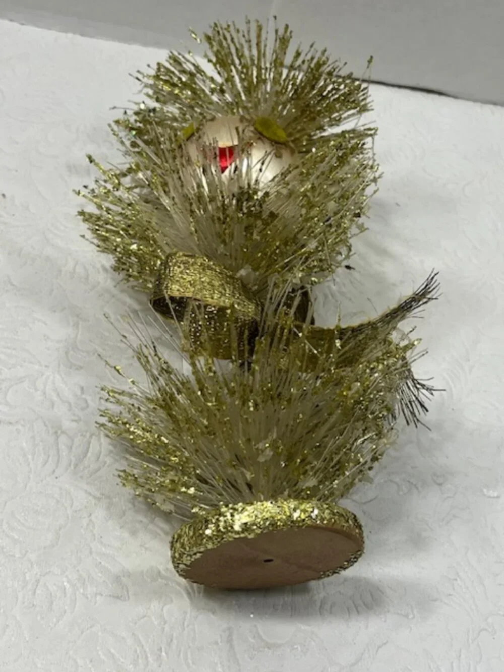VTG Handmade Gold Plastic Tiered Faced Christmas Tree Tabletop Holiday Decor 8